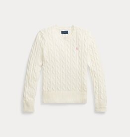 RALPH LAUREN RALPH LAUREN Pull kabel meisje warmwit/roze paardje