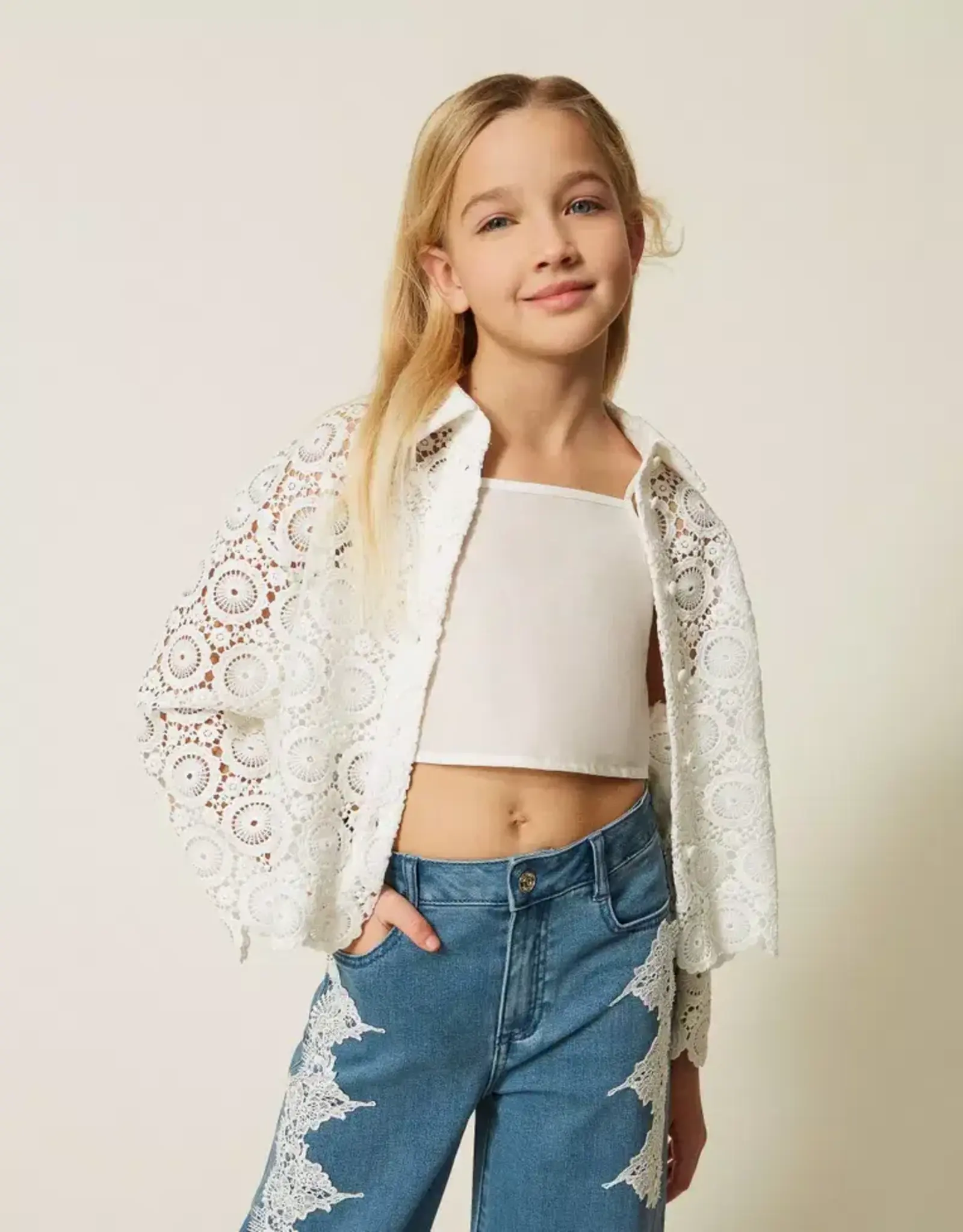 TWIN SET TWIN SET Blouse kant off white GJ2Q25