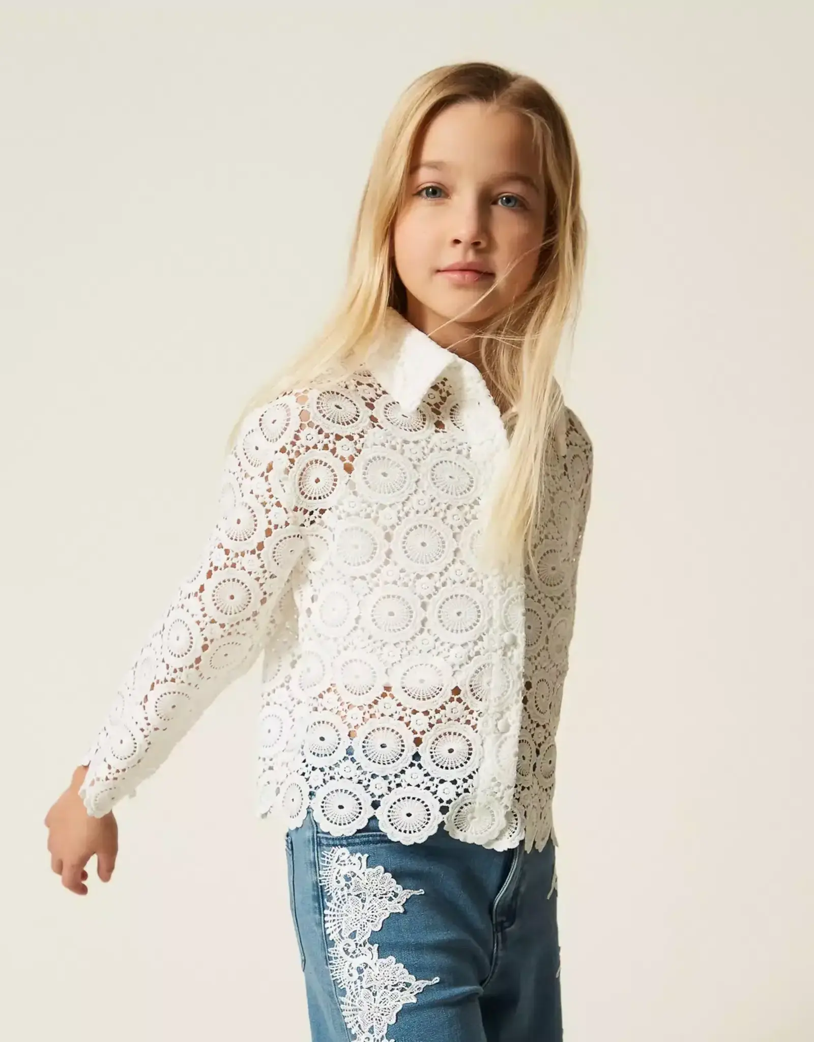 TWIN SET TWIN SET Blouse kant off white GJ2Q25