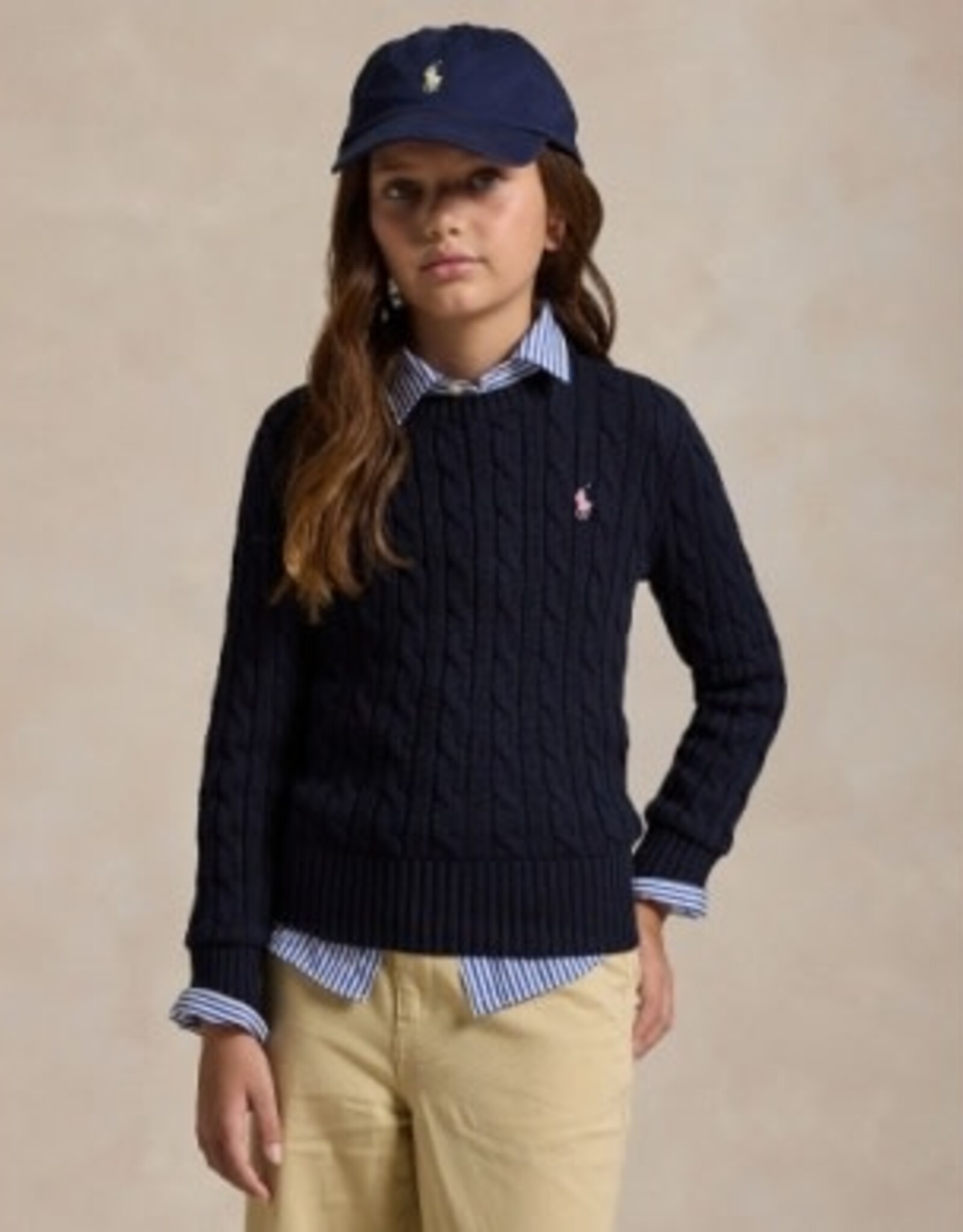 RALPH LAUREN RALPH LAUREN Kabeltrui meisje donkerblauw/wit paardje