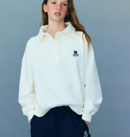THE NEW SOCIETY THE NEW SOCIETY TNS logo teen polo ecru