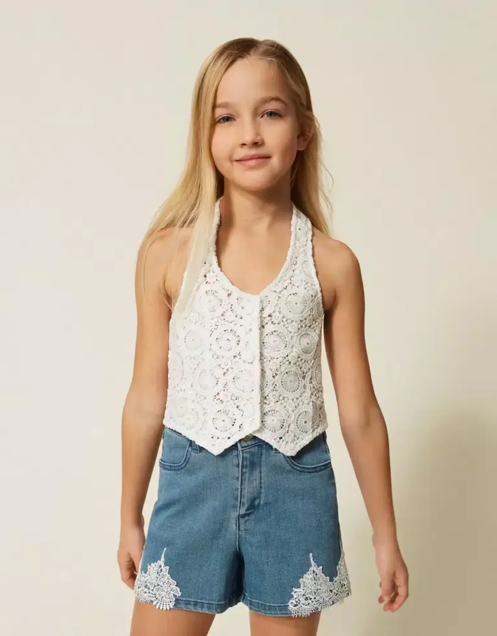 TWIN SET TWIN SET Jeansshort kant
