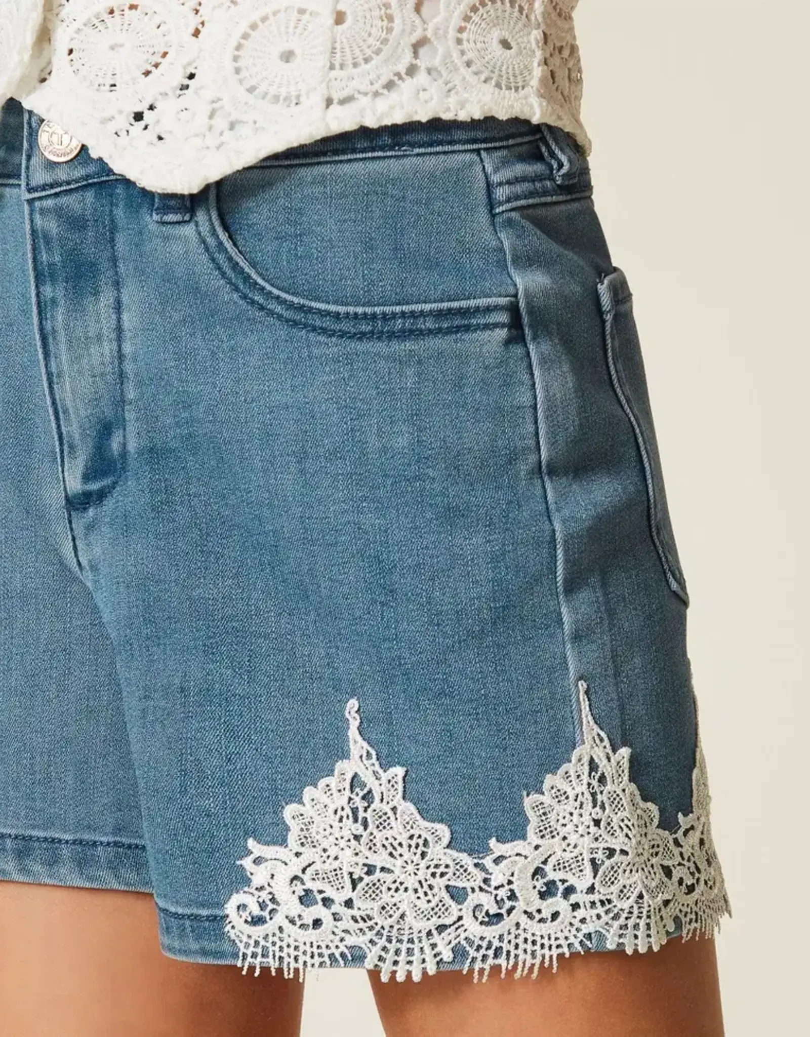 TWIN SET TWIN SET Jeansshort kant