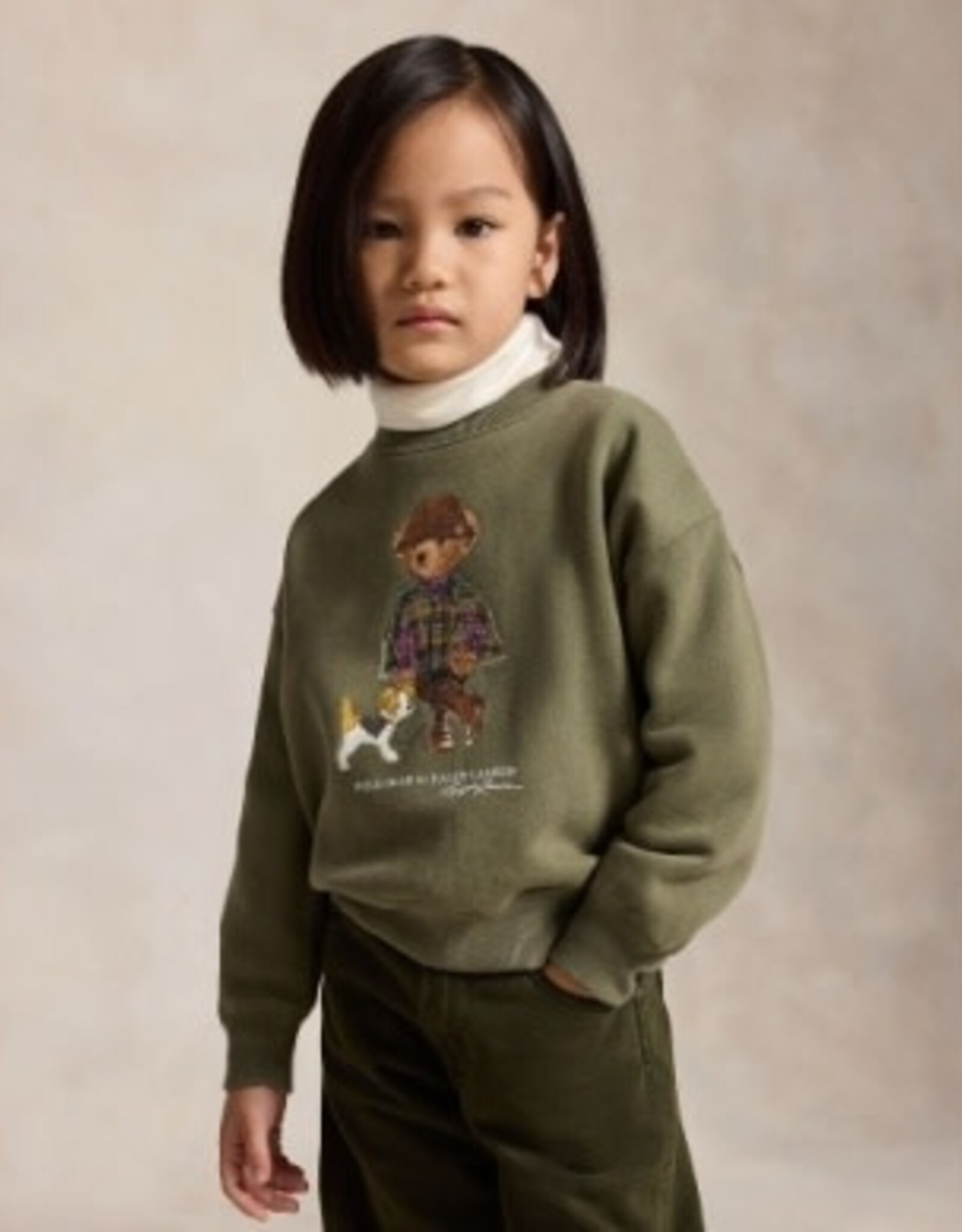 RALPH LAUREN RALPH LAUREN Sweater meisjes met beer kaki