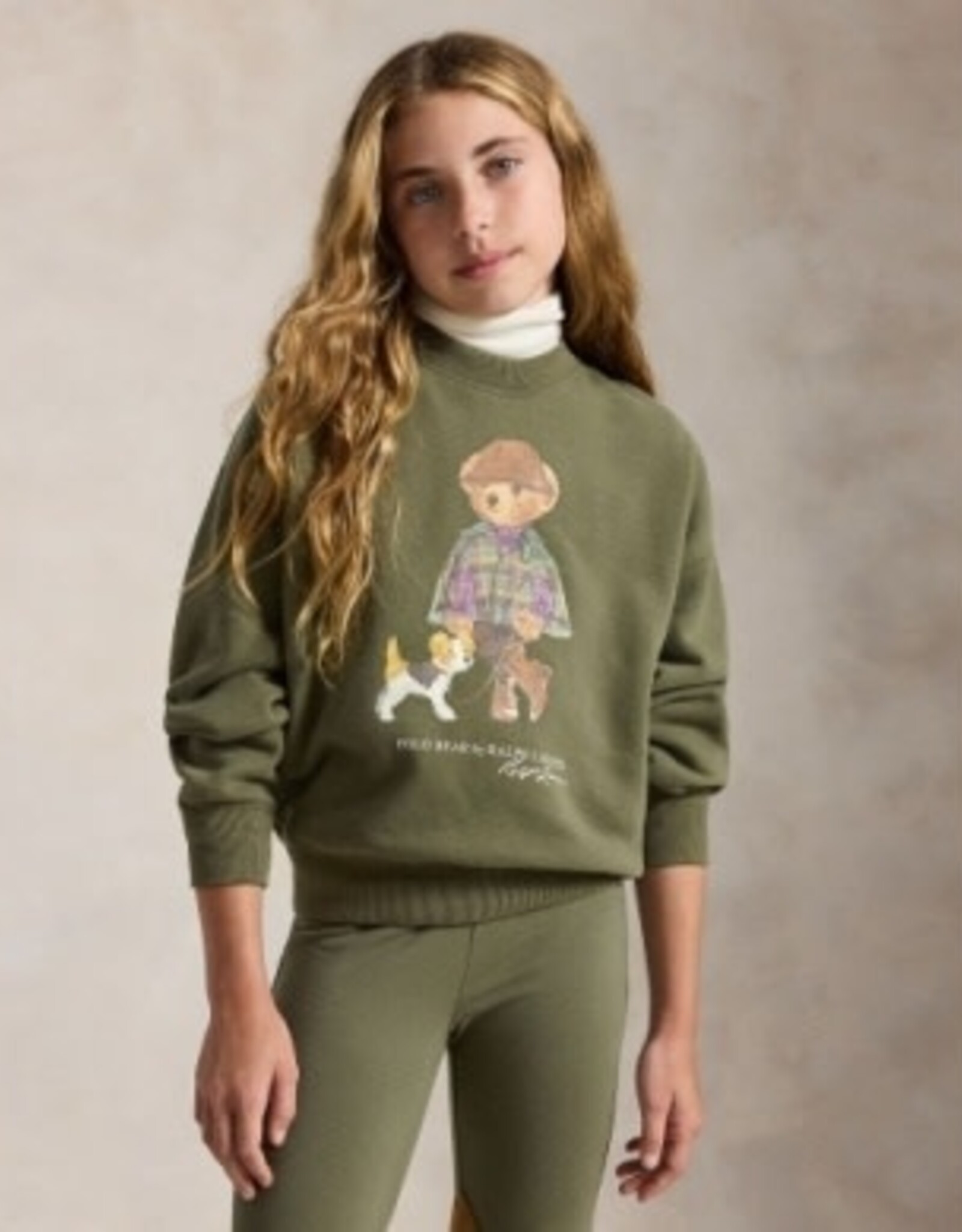 RALPH LAUREN RALPH LAUREN Sweater meisjes met beer kaki