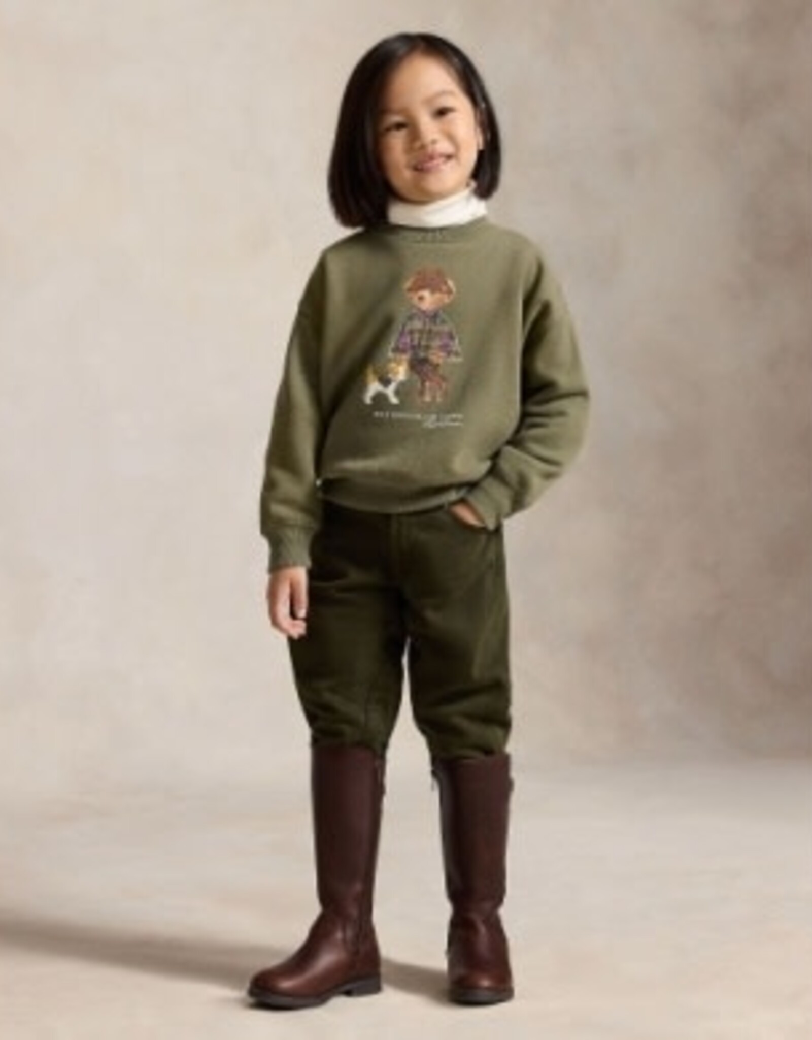 RALPH LAUREN RALPH LAUREN Sweater meisjes met beer kaki