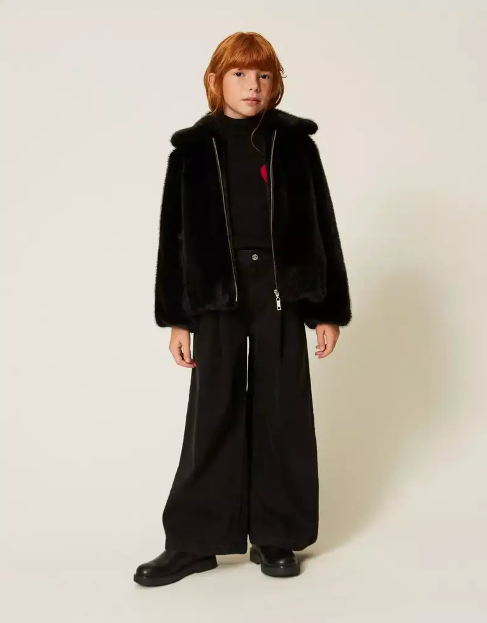 TWIN SET TWIN SET Pull nero met hart magenta