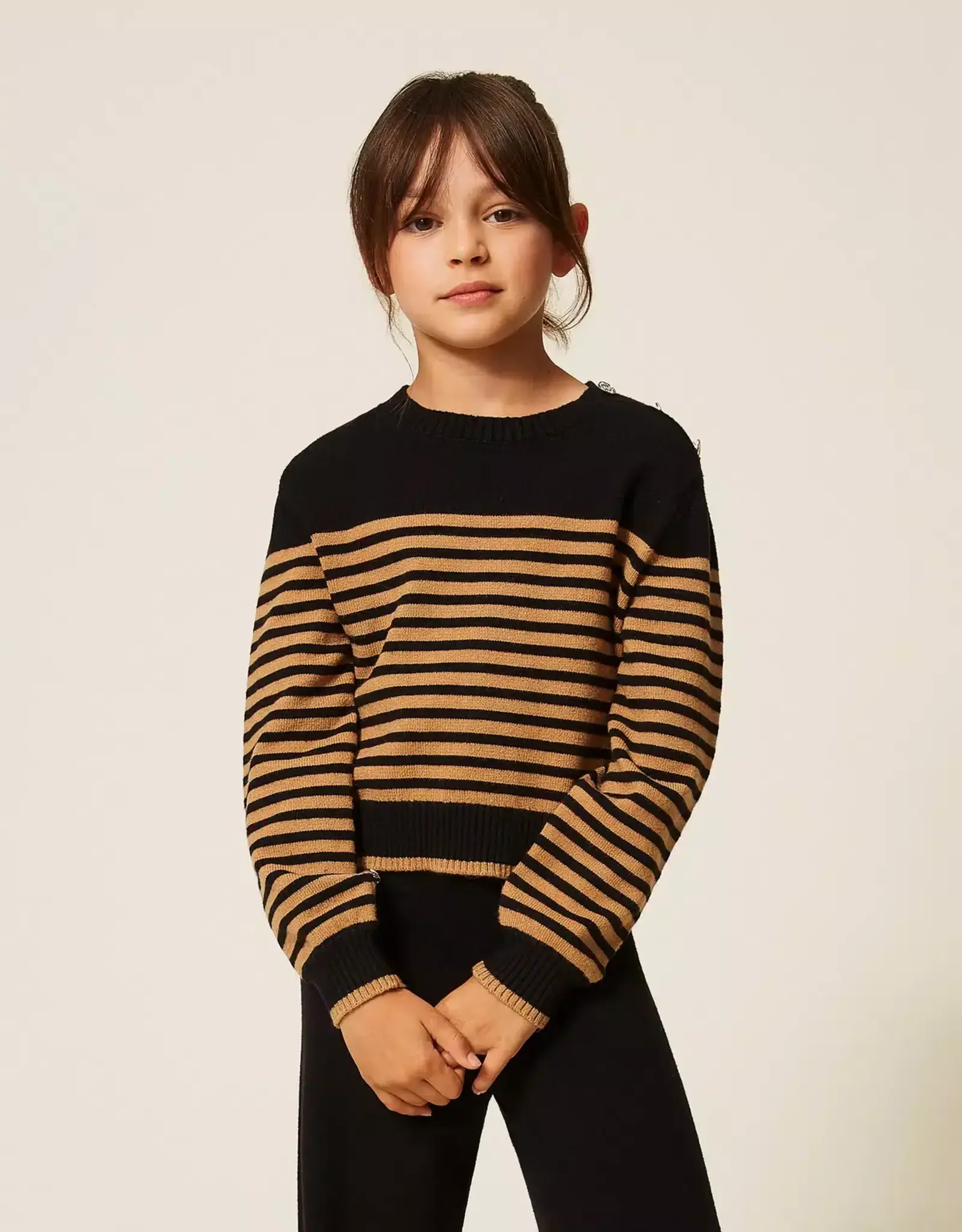 TWIN SET TWIN SET Pull riga nero