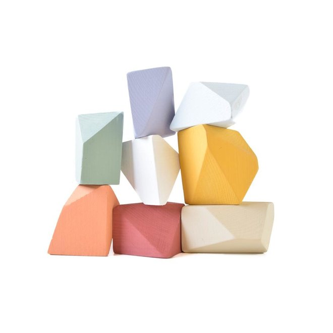 Set of 8 Rock Blocks - Matte Rainbow