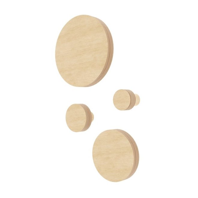 Set of 4 circle wall hooks - Natural