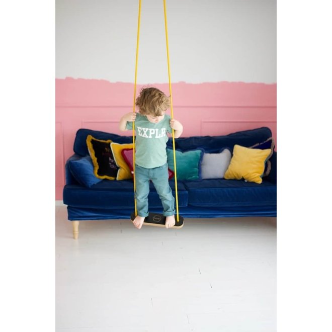 Round Swing - black with yellow rope