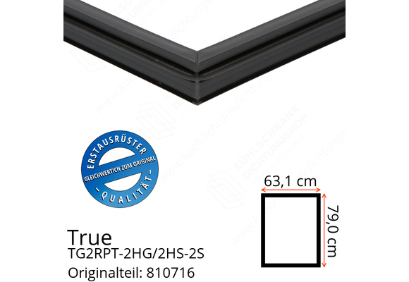 True TG2RPT-2HG/2HS-2S Türdichtung 79,0 x 63,1 cm (Profil schmal)