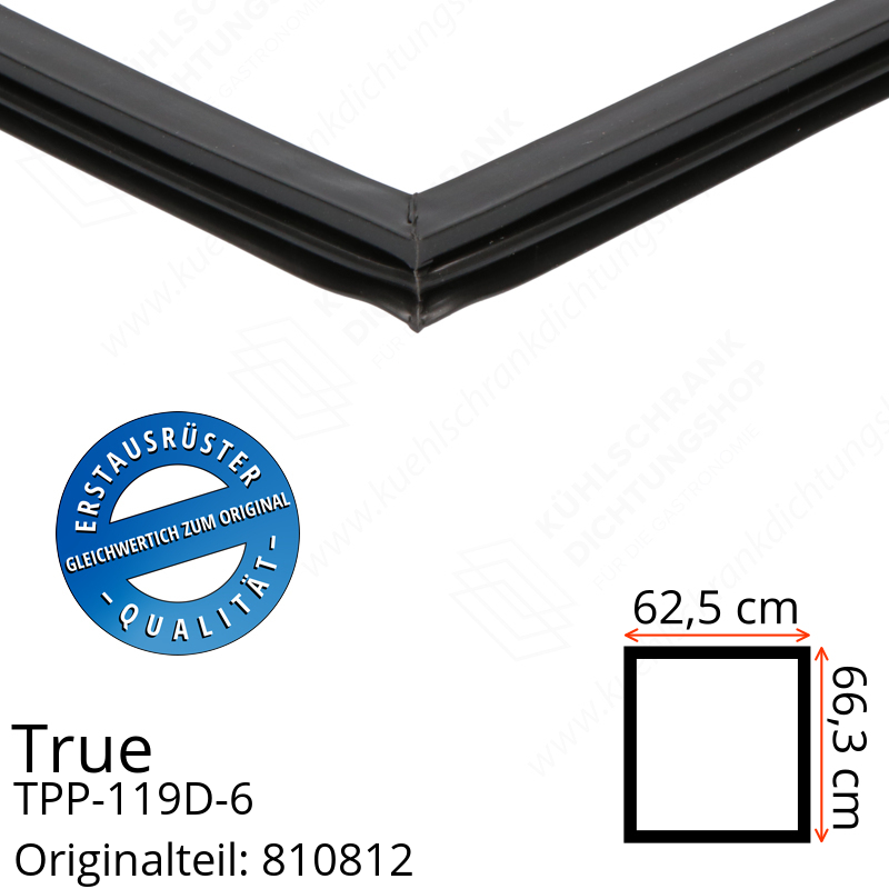 True TPP-119D-6 Türdichtung 66,3 x 62,5 cm (Profil schmal)