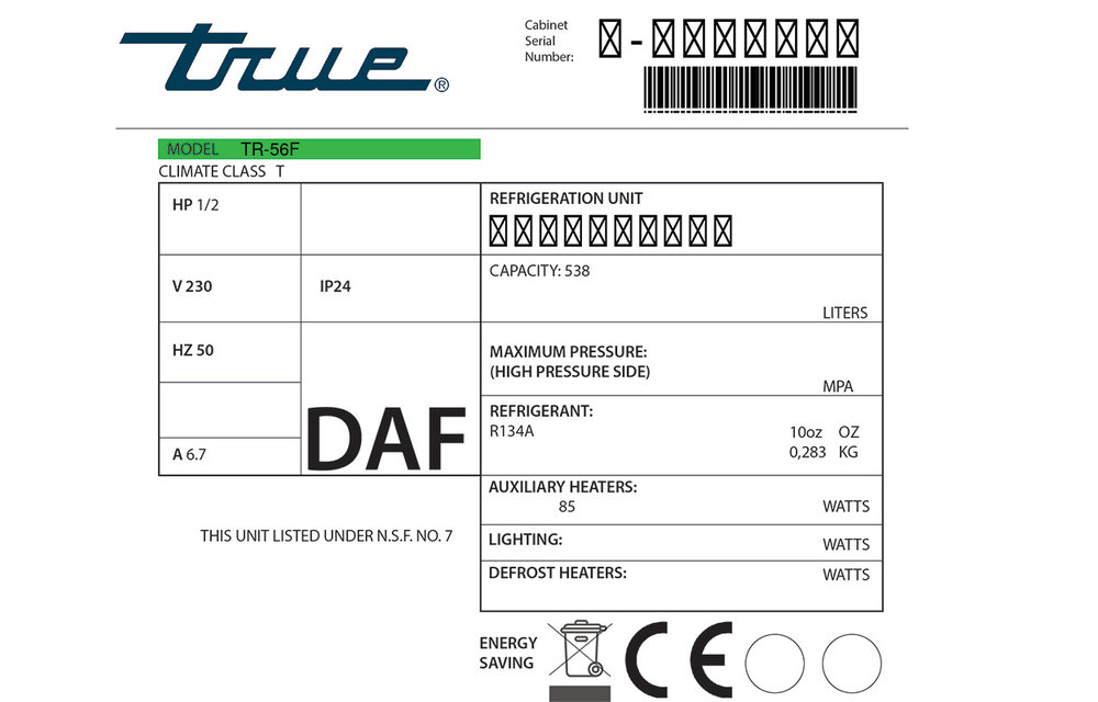 True TR-56F Türdichtung 160,9 x 63,1 cm (Profil schmal)