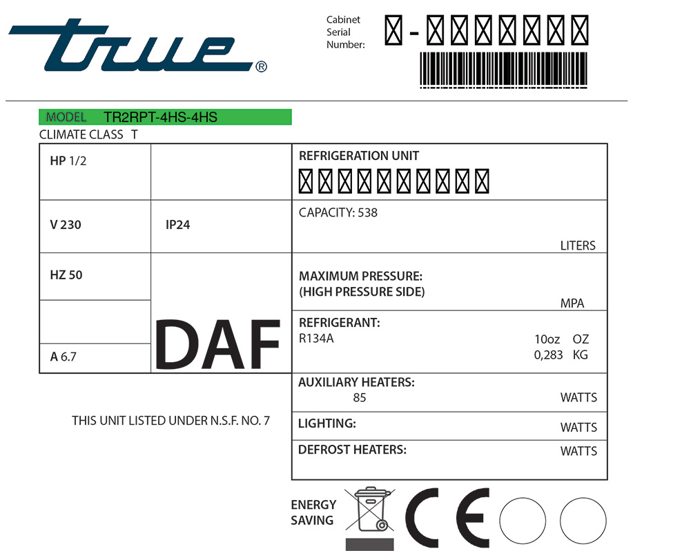 True TR2RPT-4HS-4HS Türdichtung 79,0 x 63,1 cm (Profil schmal)
