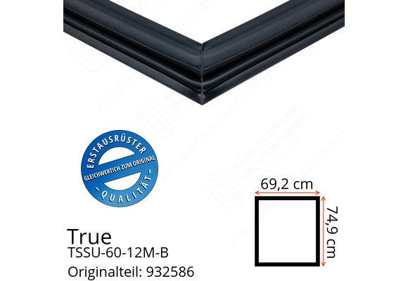 True TSSU-60-12M-B Türdichtung 74,9 x 69,2 cm (Profil breit)