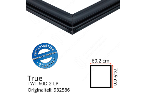True TWT-60D-2-LP Türdichtung 74,9 x 69,2 cm (Profil breit)