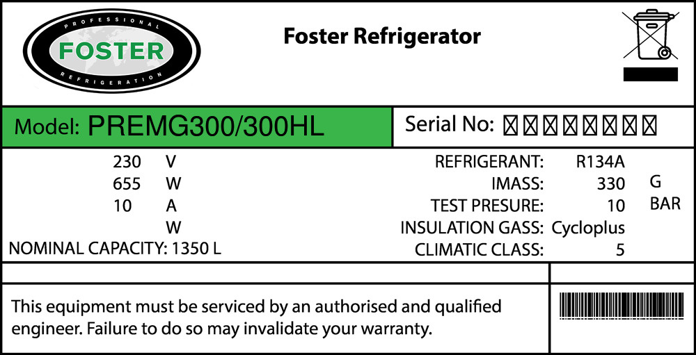 Foster PREMG300/300HL Türdichtung 74,7 x 62,3 cm