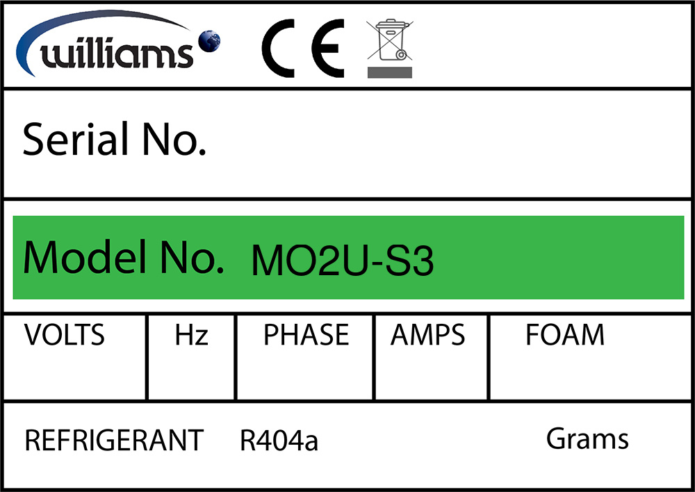 Williams MO2U-S3 Türdichtung 65,9 x 44,6 cm