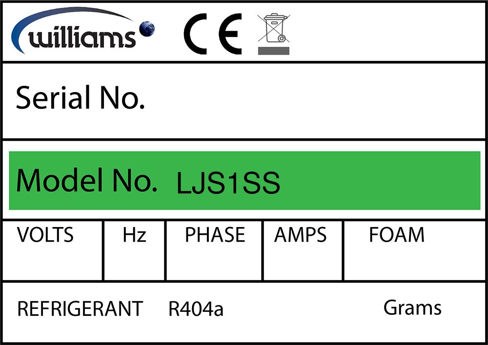 Williams LJS1SS Türdichtung 144,0 x 76,5 cm