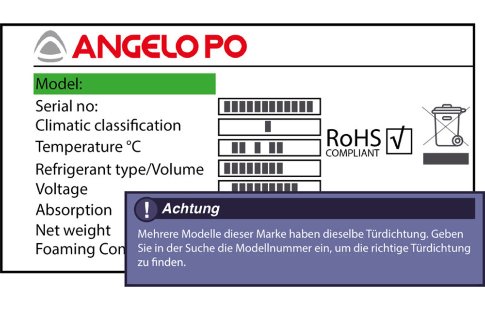 Angelo Po Türdichtung 150,8 x 66,8 cm Ersatzteil: 37Q5450 für verschiedene Modelle