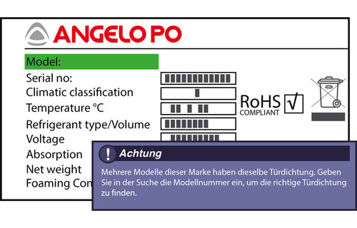 Angelo Po Türdichtung 150,8 x 60,2 cm Ersatzteil: 37Q5590 für verschiedene Modelle