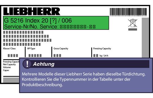 Liebherr G 5216 Index 20 / 006  Serie Türdichtung 156,5 x 72,0 cm