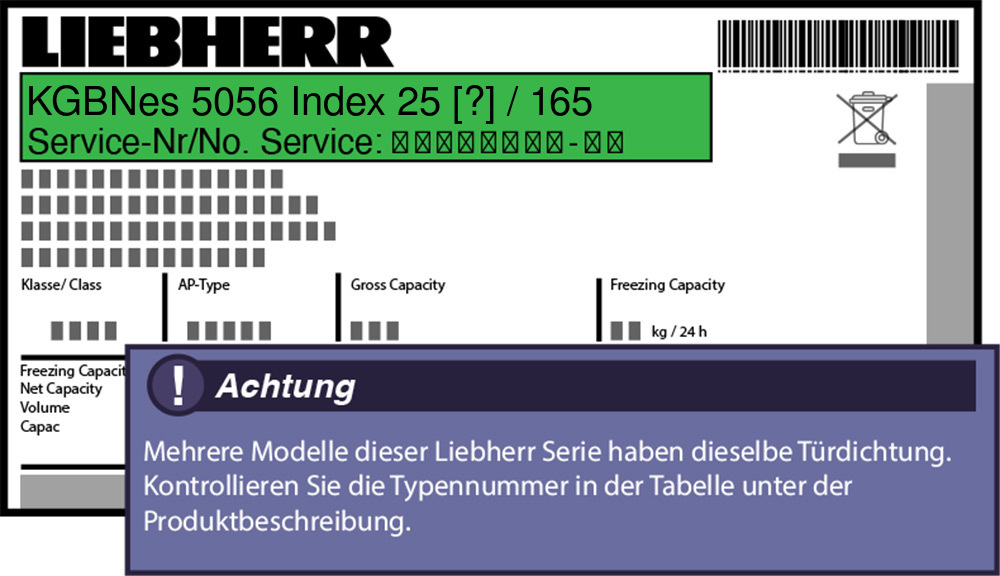 Liebherr KGBNes 5056 Index 25 / 165  Serie Türdichtung 74,5 x 58,2 cm