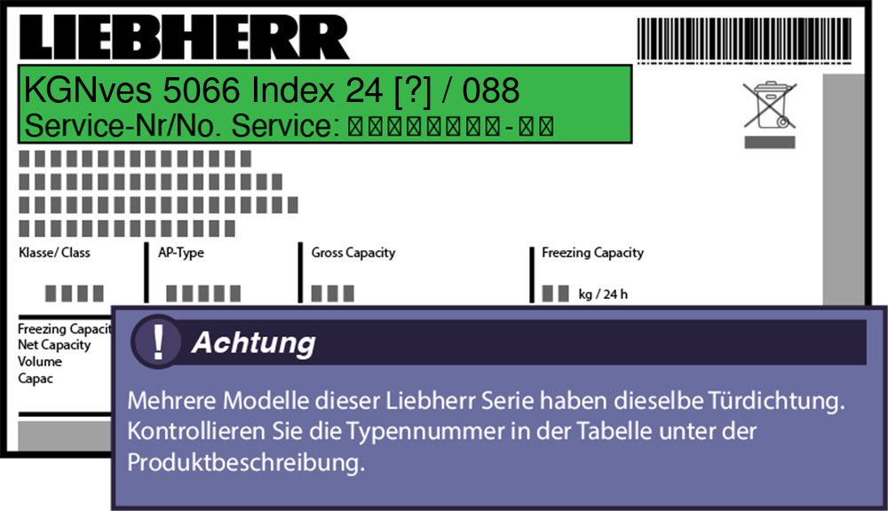 Liebherr KGNves 5066 Index 24 / 088  Serie Türdichtung 74,5 x 58,2 cm