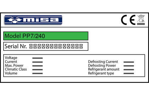 Misa PP7/240 Türdichtung 192,0 x 76,8 x 192,0 cm