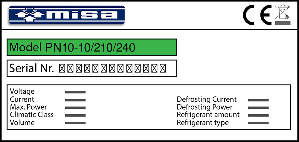 Misa PN10-10/210/240 Türdichtung 214,5 x 101,8 x 214,5 cm