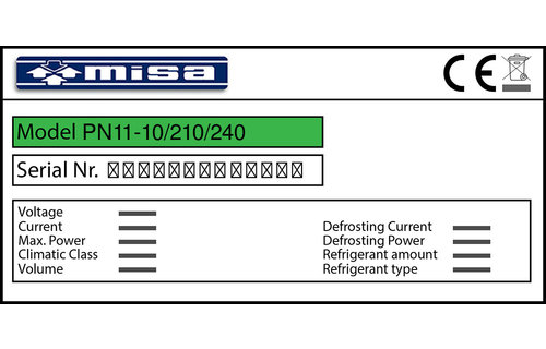Misa PN11-10/210/240 Türdichtung 214,5 x 107,8 x 214,5 cm