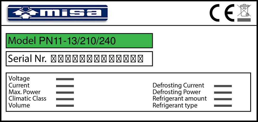 Misa PN11-13/210/240 Türdichtung 214,5 x 107,8 x 214,5 cm