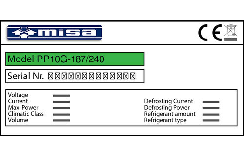 Misa PP10G-187/240 Türdichtung 192,0 x 87,3 x 192,0 cm