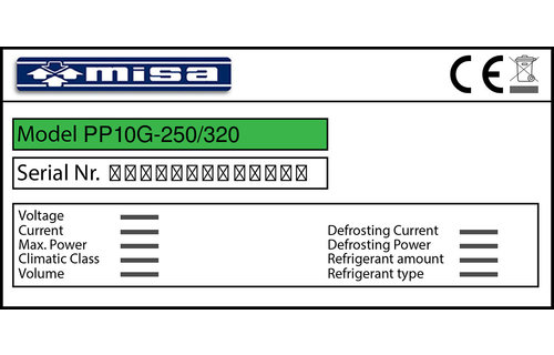Misa PP10G-250/320 Türdichtung 254,5 x 101,8 x 254,5 cm