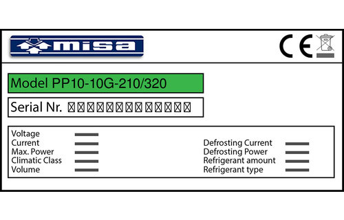 Misa PP10-10G-210/320 Türdichtung 214,5 x 101,8 x 214,5 cm
