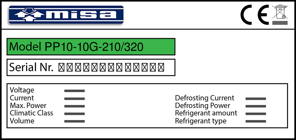 Misa PP10-10G-210/320 Türdichtung 214,5 x 101,8 x 214,5 cm