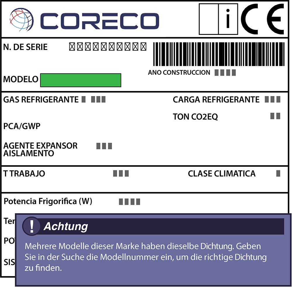 Coreco Türdichtung 148,0 x 57,8 cm Ersatzteil: 450100005 für verschiedene Modelle