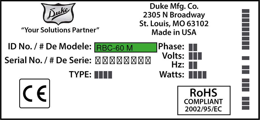 Duke RBC-60 M Türdichtung 70,0 x 51,5 cm