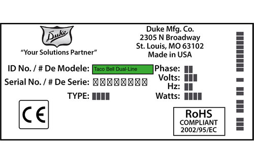 Duke Taco Bell Dual-Line Türdichtung 43,3 x 39,8 cm