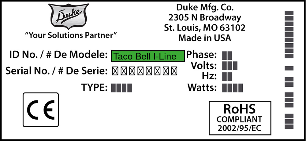 Duke Taco Bell I-Line Türdichtung 43,3 x 39,8 cm