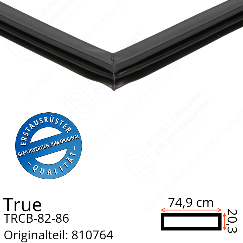 True TRCB-82-86 Schubladendichtung 20,3 x 74,9 cm (Profil schmal)