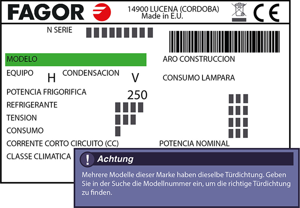 Fagor Türdichtung 145,5 x 63,5 cm Ersatzteil: 12038148 für verschiedene Modelle