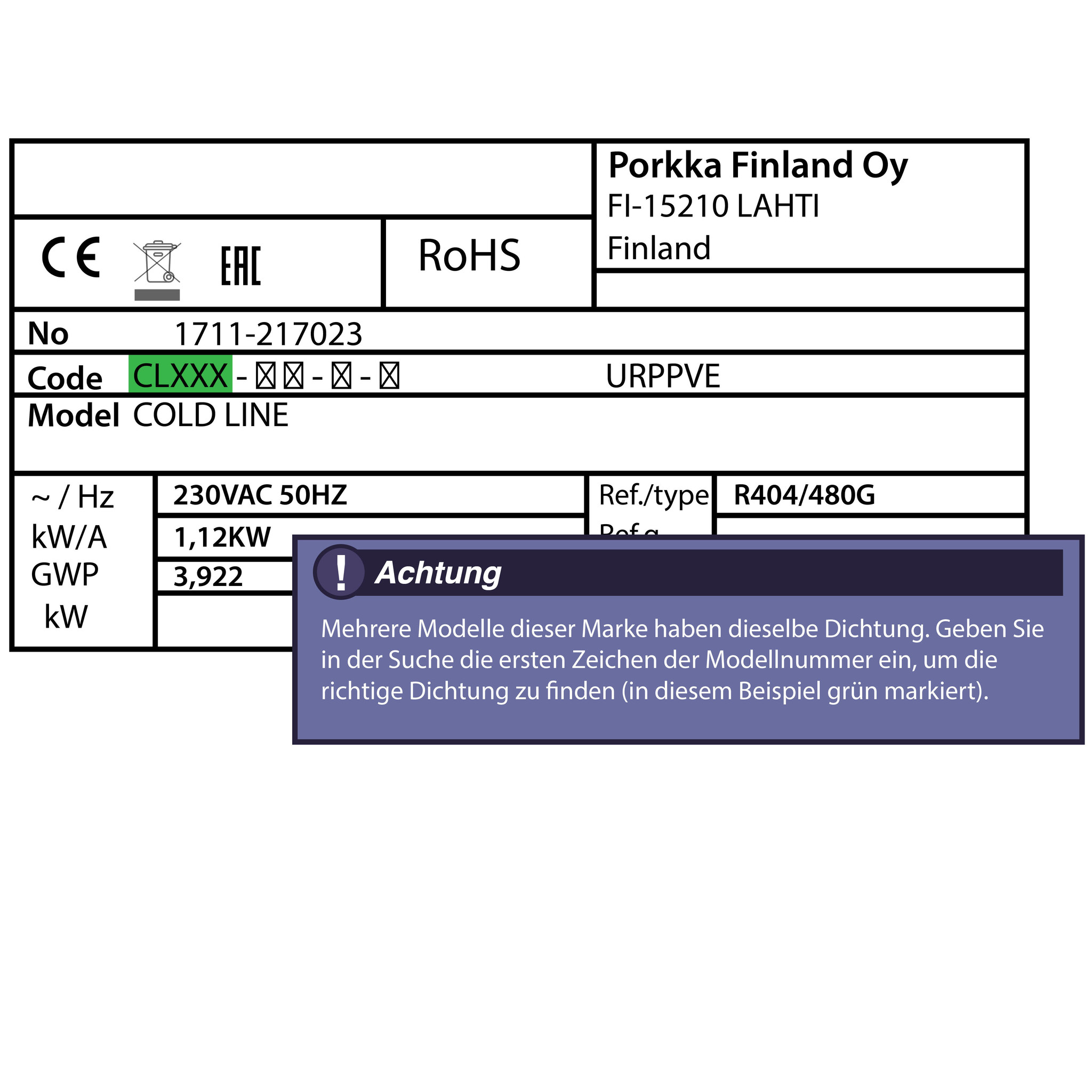 Porkka Cold Line Schubladendichtung 65,1 x 38,5 cm
