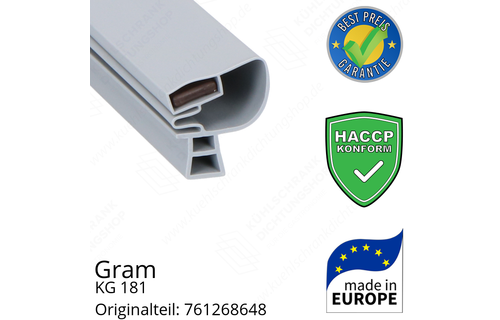 Gram KG 181 altes Modell Türdichtung 77,5 x 57,5 cm