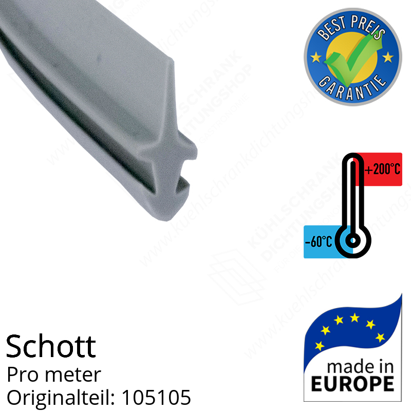 Schott Dichtungsgummi für Schott Türen pro Meter Ersatzteil: 105105, 1268190