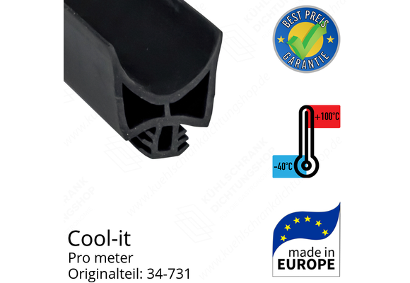 Cool it Dichtungsgummi - Seitendichtung für Cool it Schiebetür und Pendeltür pro Meter Ersatzteil: 34-731, 1093