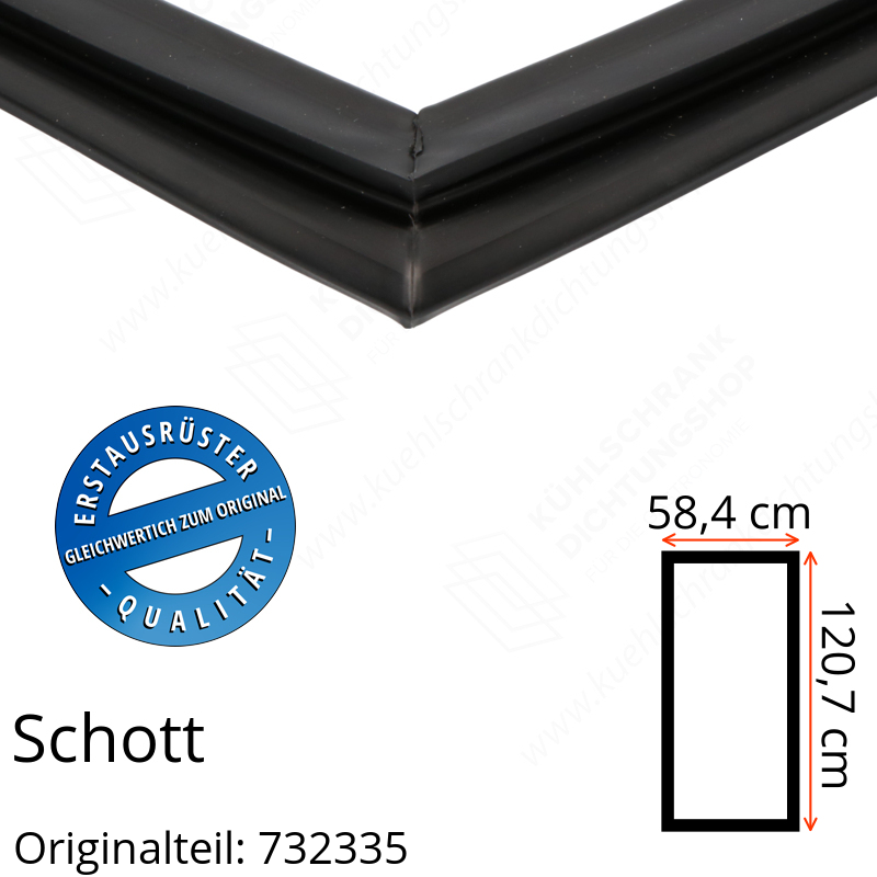 Schott Türdichtung 120,7 x 58,4 cm Ersatzteil: 732335 -  Kühlschrankdichtungshop