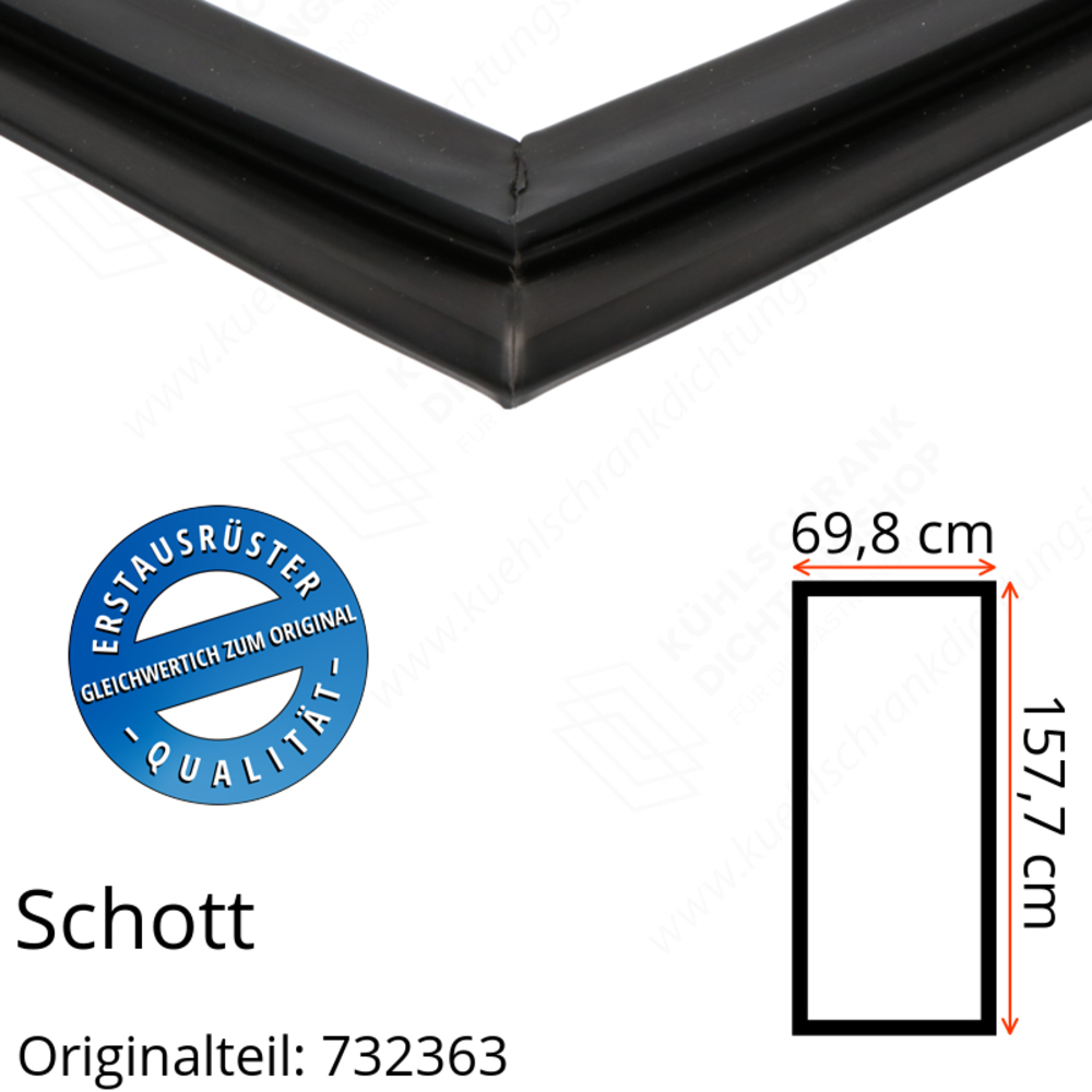 Schott Türdichtung 157,7 x 69,8 cm Ersatzteil: 732363 -  Kühlschrankdichtungshop