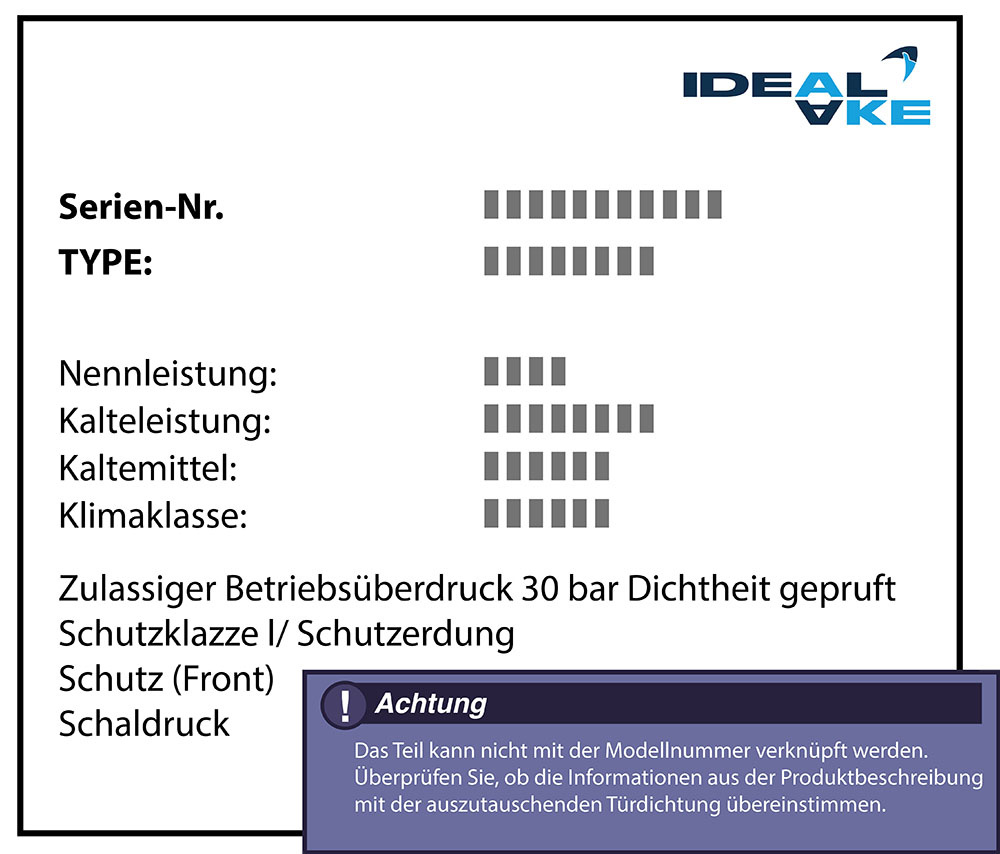 Ideal AKE Backnorm-Kühltische 560 mm Korpus-höhe, BK-Tür Türdichtung 45,5 x 50,0 cm